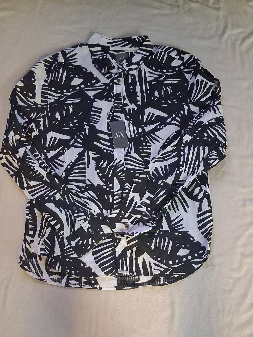 A/X Armani Exchange Black & White Abstract Print Button-Down Shirt